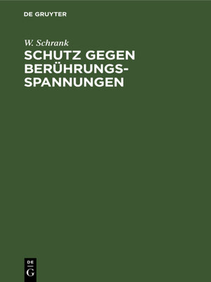 cover image of Schutz gegen Berührungsspannungen
